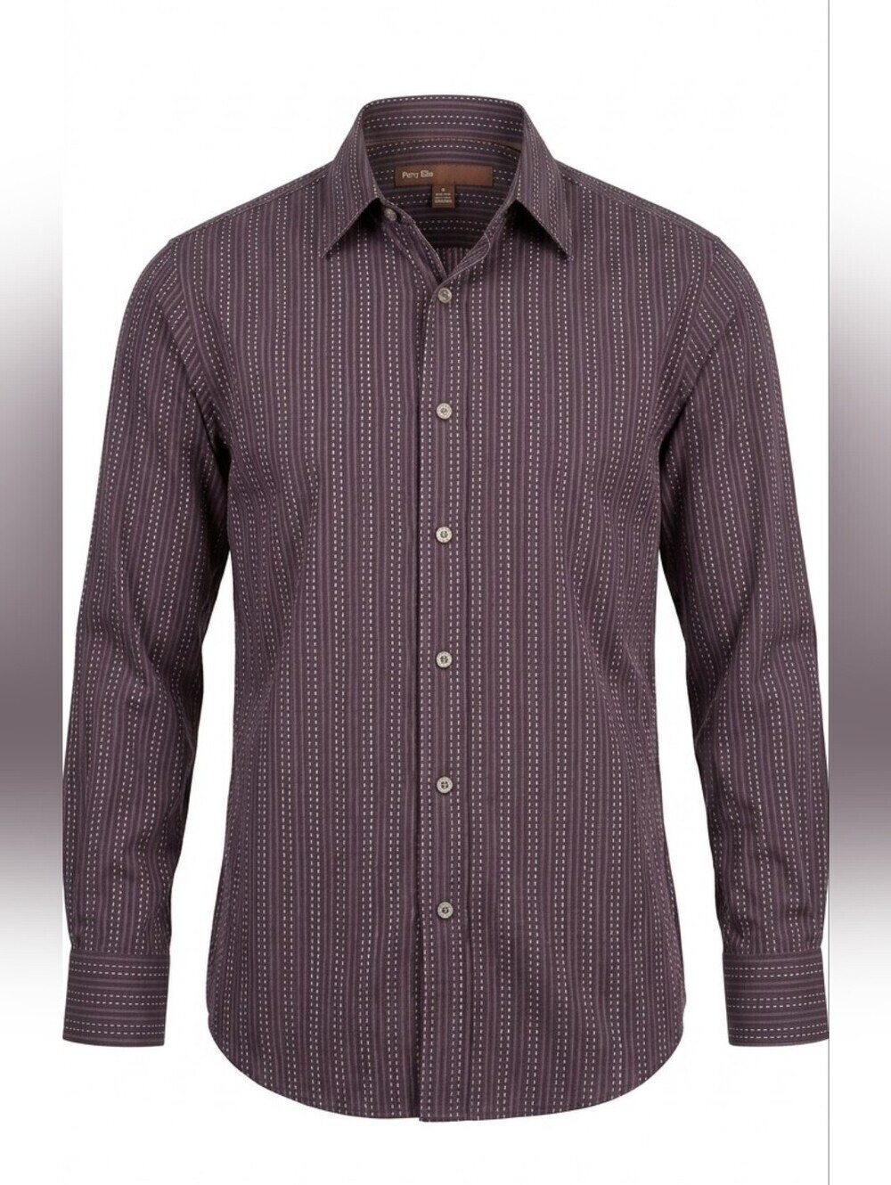 Perry Ellis Men Button Up Shirt Medium Textured Office Business Casual Top
